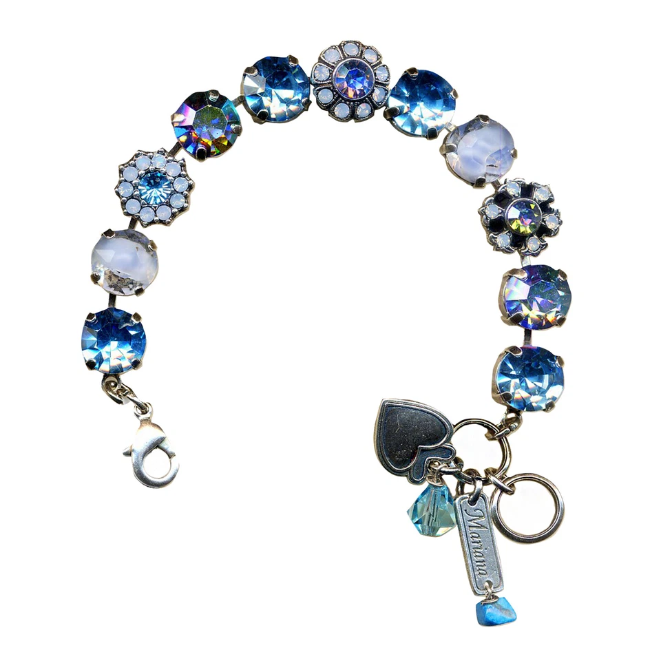 Pulsera Mariana Brillante Metálica Azul, Aguamarina y Azul Ópalo Cristal Austriaco... Foto 3 de 3
