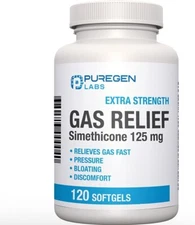 Puregen Gas Relief Simethicone 125 mg 120 Softgels