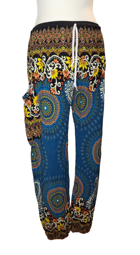 Size Medium Earthbound Trading co Harem Pants Multicolor Geometric Stretch Waist - Picture 3 of 19