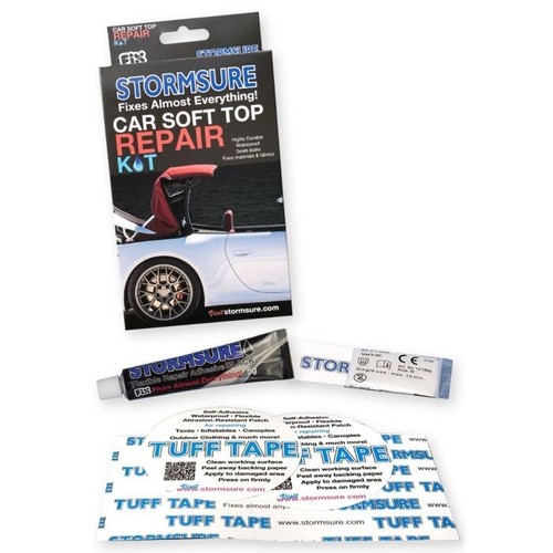 Black Soft Top Car Roof Convertible Repair Kit Includes Glue & Patches Stormsure - Picture 1 of 6