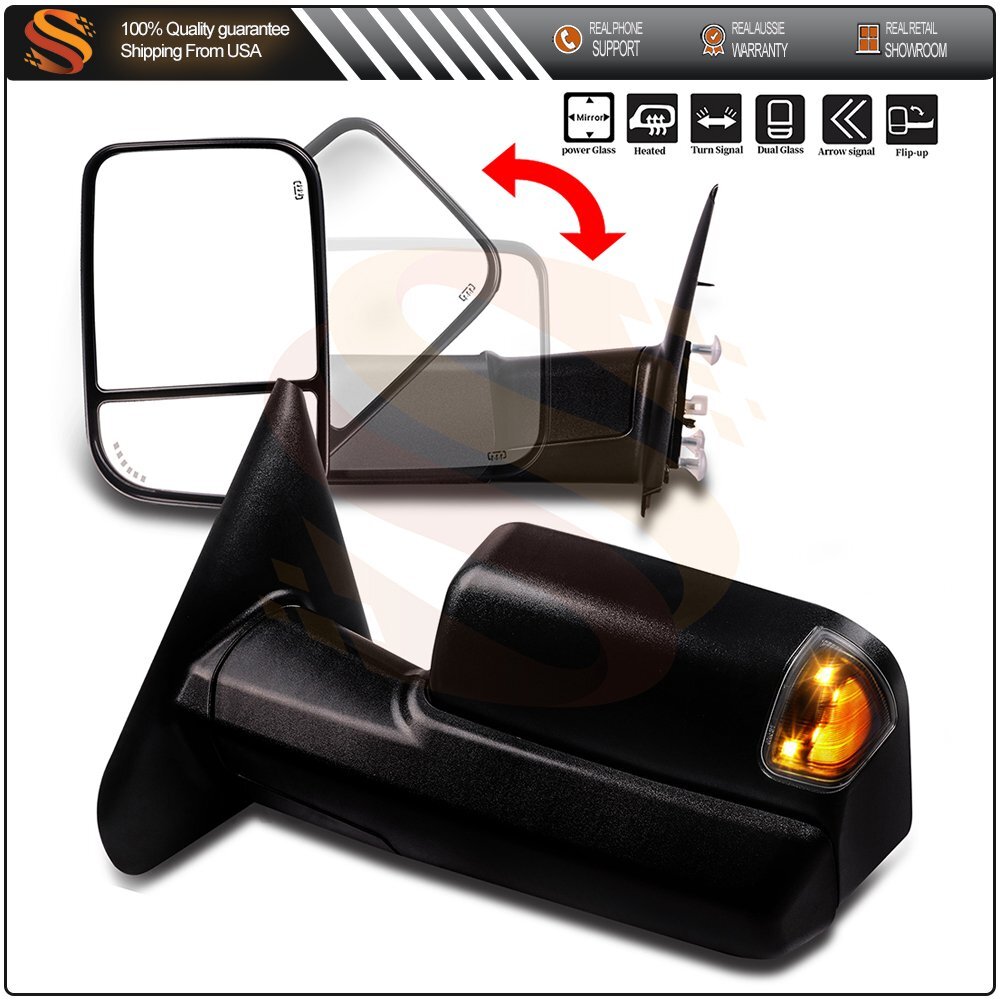 Mirrors Pair For 2002-2009 RAM 1500 2500 3500 W/Power Flipup Heated Arrow Light