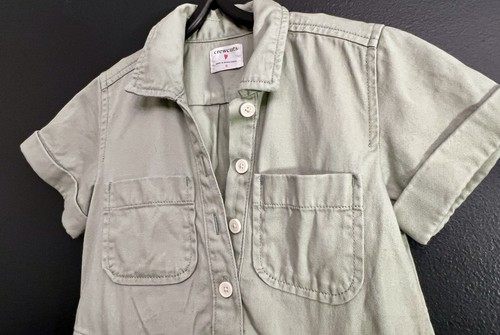 J Crew Crewcuts Size 6 Girls' Field Dress in Twill Short Sleeve Green AZ630 - Picture 6 of 8