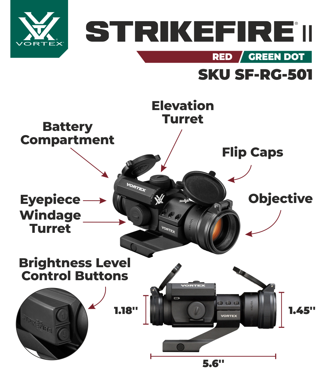 Vortex Optics Strikefire II Red/Green Dot Scope w/ 6x Magnifier