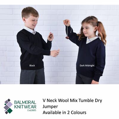 Balmoral Kinder Pullover Strick V-Ausschnitt Oberteil Baumwollmix Pulli Strick Schuluniform