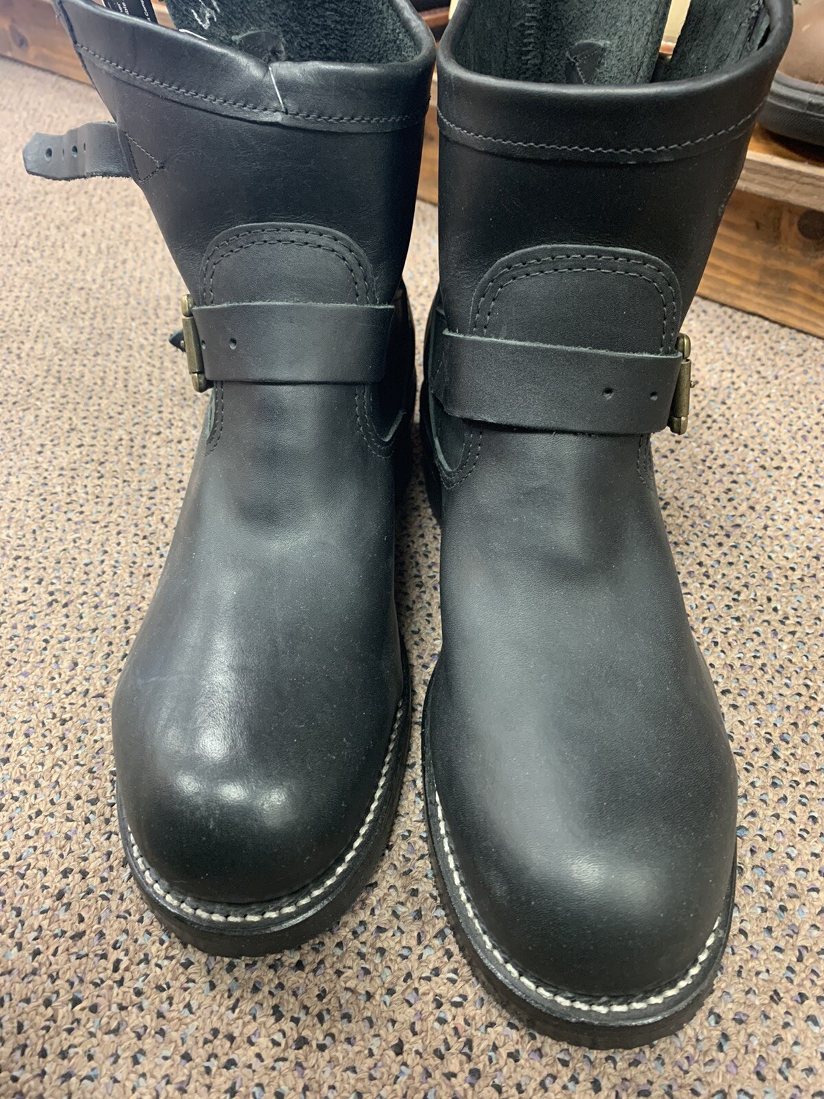 mens work boots Motorcycle Black Steel 