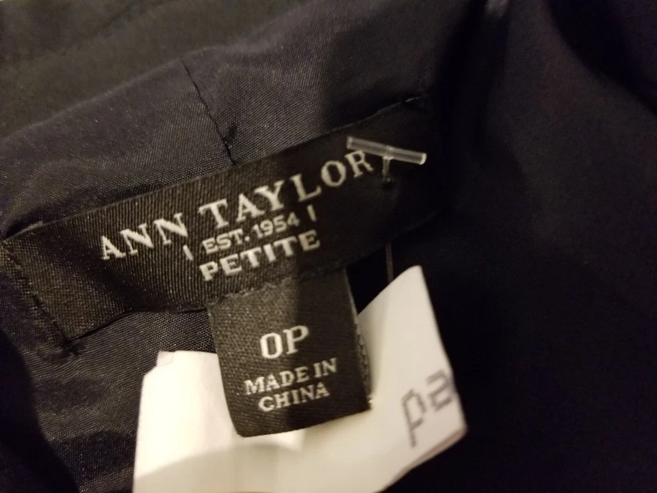 Chaqueta deportiva Blazer para mujer Ann Taylor 0P Petite negra de algodón Foto 3 de 4