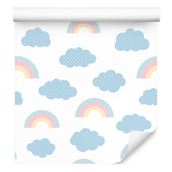 10M Vlies Tapeten Rollen Kinderzimmer Himmel Wolken Regenbogen Getupft Xxl 1603-image