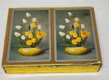 Vintage Canasta Congress 606 Playing Cards with Box Tulips Silver Edge W 1661