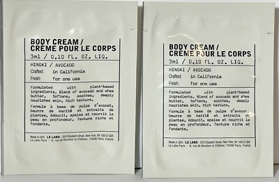 Le Labo Body Cream Hinoki Avocado 2 Packets 3ml 0.10oz Each