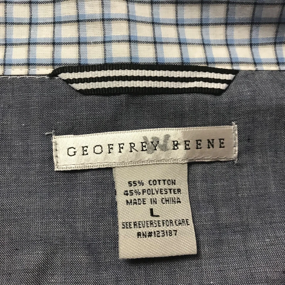 Geoffrey Beene Mens Pajama Shirt Sleep Size L Blue White Plaid Longsleeve New - Image 2 of 4