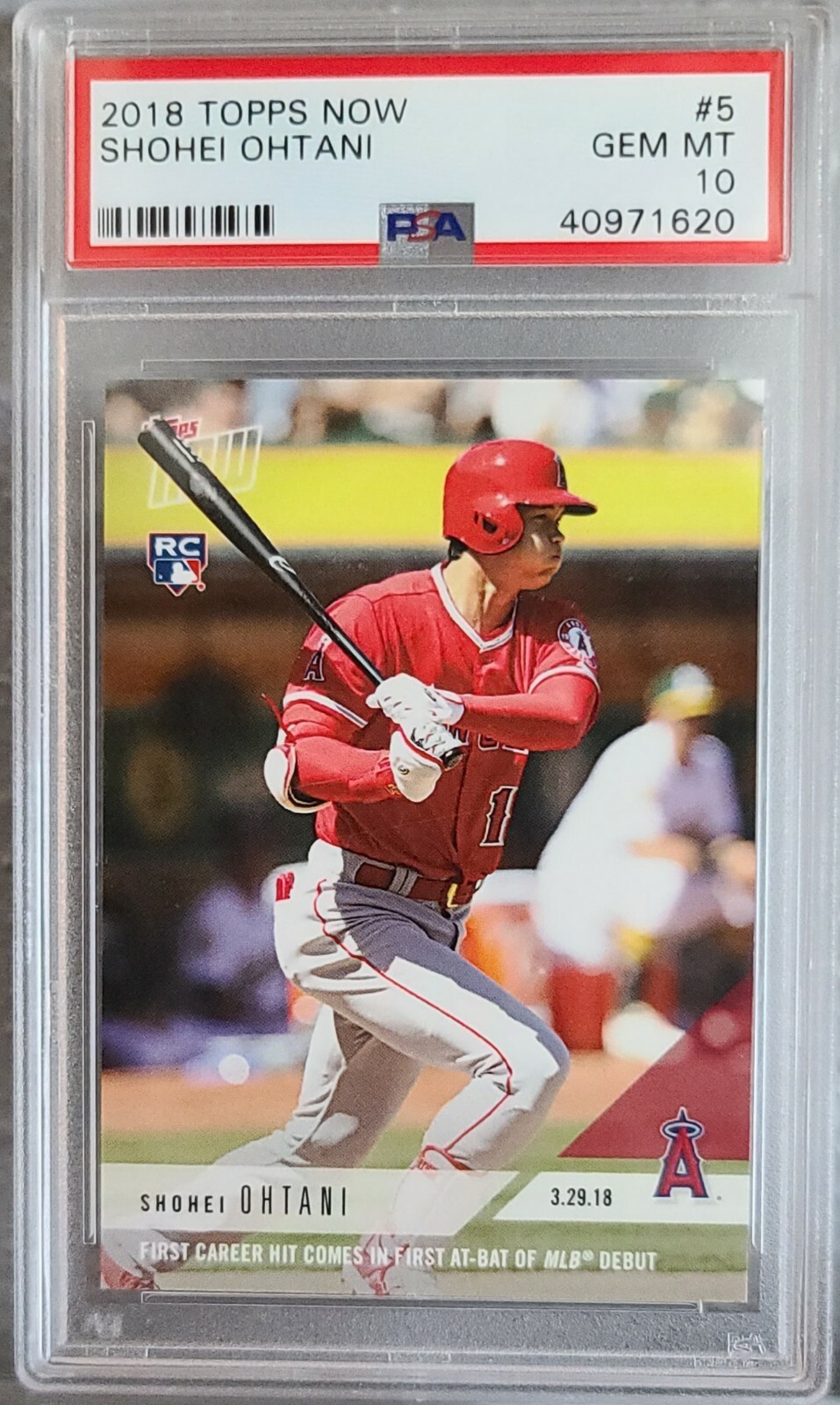 2018 TOPPS NOW SHOHEI OHTANI ROOKIE CARD RC #5 First Career Hit PSA 10 GEM MINT