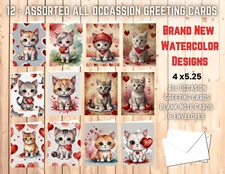 12 Assorted All Occasion Greeting Cards Blank with Envelopes #012