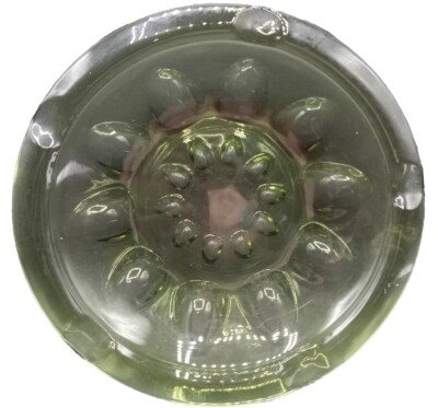 VTG GREEN GLASS ASHTRAY HAZEL ATLAS REFLECTION THUMBPRINT RETRO...