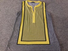 Jones New York top Large Blue stretch pullover tank womens dots yellow