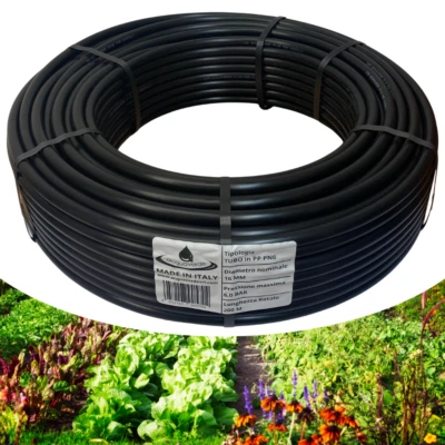 TUBO IRRIGAZIONE da GIARDINO in POLIETILENE 16 mm PN6 GIARDINAGGIO ORTO 200 mt