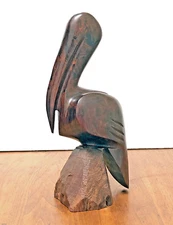 Ironwood Pelican Figure Statue Hand Carved Polished Home Beach Decor 7.5" C107