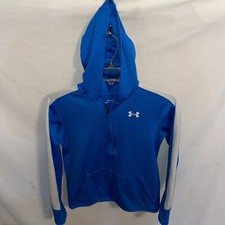 Under Armour Youth Athletic Hoodie Size Large Blue White Athleisure Running