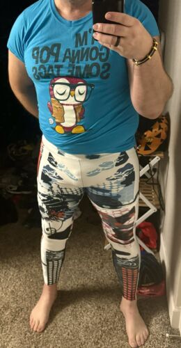 Herren seltene Graffiti Schädel Waben Leggings L