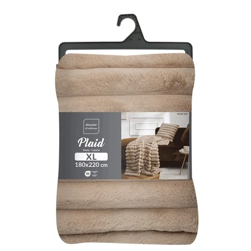 Throw 180x220 cm - imitation fur ribbed effect