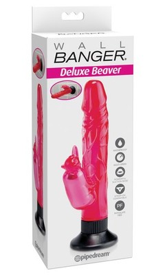 Adult Pipedream Wall Banger Deluxe Beaver Vibrating Suction Dong Pink