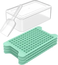 Mini Ice Cube Tray for Freezer: FDDBI Small Ice Trays for Freezer with Bin - 117