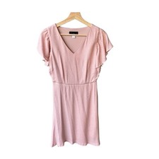 Simply Styled Dress Blush Pink Polka Dot V-Neck Flutter Sleeve Size 4 Petite