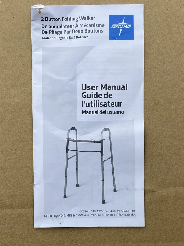 Andador Plegable Medline 2 Botones con Rueda de 5" Por Medline Gris Foto 2 de 4