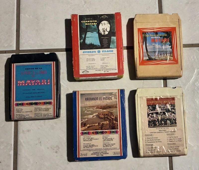 5 El Cuarteto Mayari 8 Track Cartridge Tapes - The Best, Epoca De Oro, Corozo