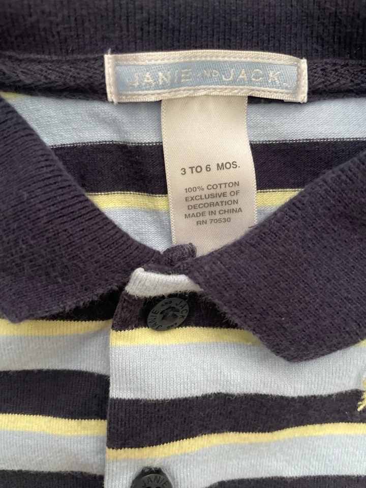 Mameluco de rana a rayas azules Janie and Jack talla 3-6 meses Foto 3 de 4