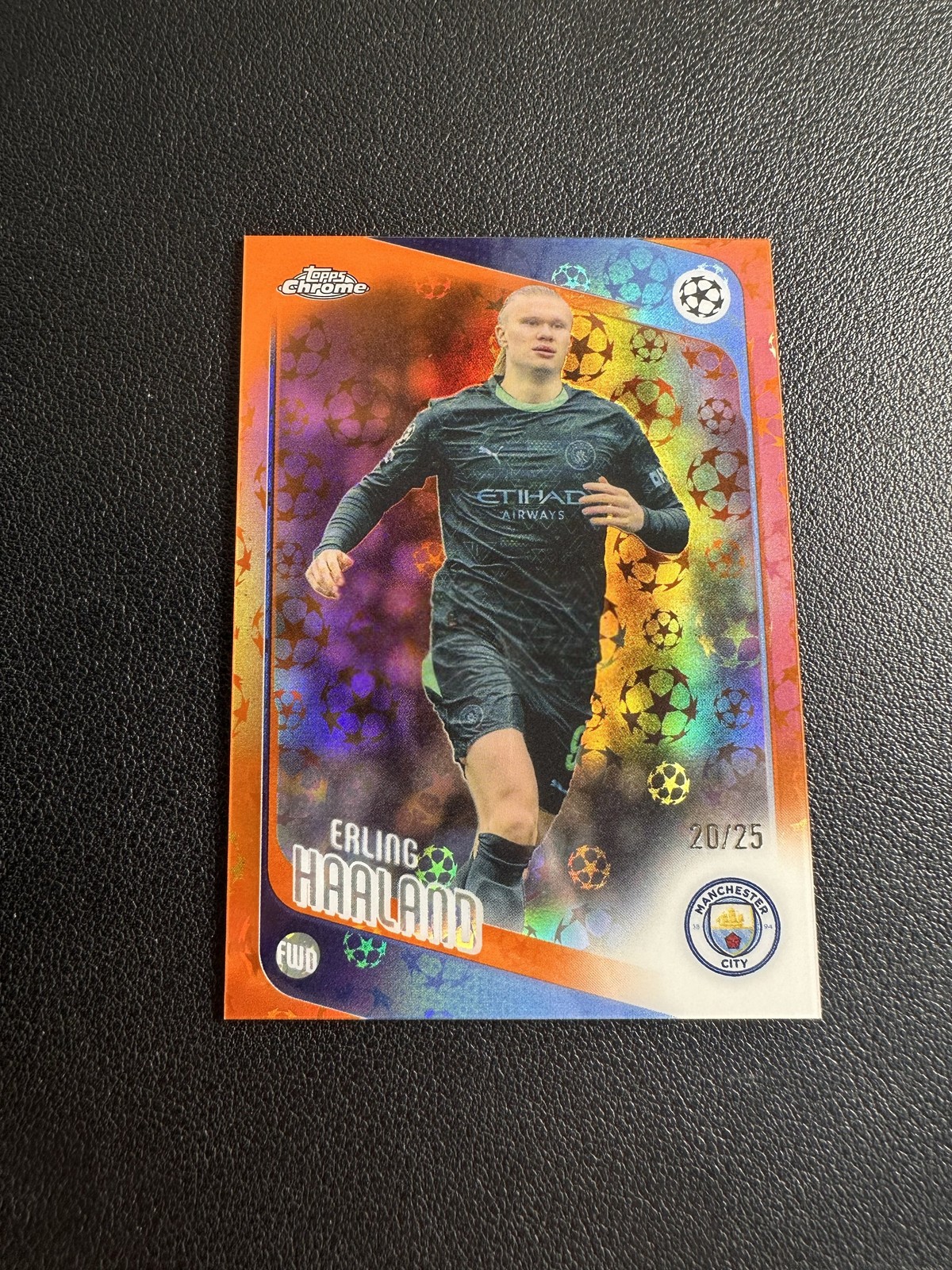 2025-26 Topps Chrome LogoFractor Erling Haaland Orange Starball /25 view 1