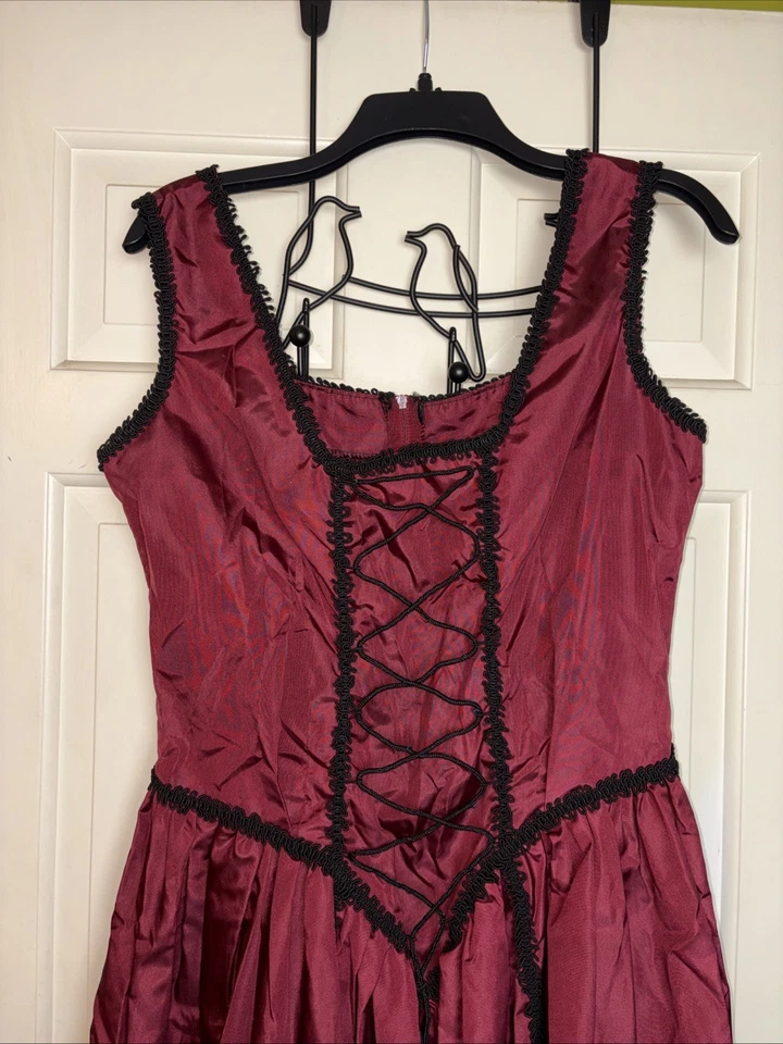 Vtg Subterranea Long Gown Victorian Gothic Burgundy Dress Size Large - Image 2 of 4