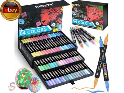 NICETY 54 Farben Acrylstifte für Steine Wasserfest ? Dual Tip Marker mit 1?5mm 