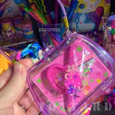 VTG HEARTS SET Purse Case Eraser Pencil Memos PURPLE Sanrio CLONE Fancy Yank 80s