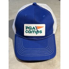 PGA Camps Cap Hat Adult Trucker Mesh Snapback Blue White Poly Cotton Fast Ship!