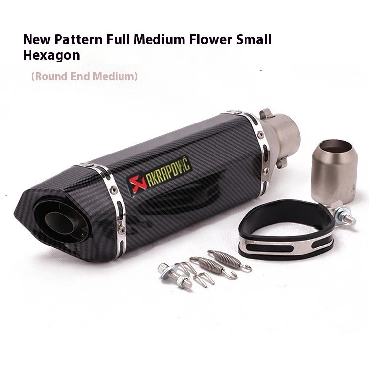 Universal Motorcycle Muffler Akrapovic Sport Exhaust Carbon Single/Double Look - Image 3 of 4