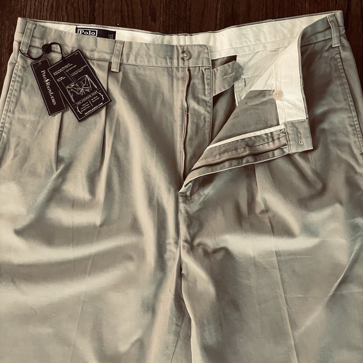 NWT Vintage Polo Ralph Lauren Chino Pleated Khaki Andrew Pants