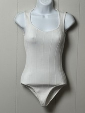 Body donna Zara scollo quadrato bianco sporco a costine senza maniche taglia XS-S