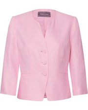 White Label Kurze Leinenjacke Kragenlos ohne Kapuze Blazer Damen NEU