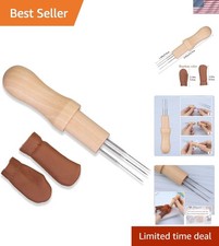 Compact Wool Felting Kit: 3 Metal Needles  Finger Protection for Crafters
