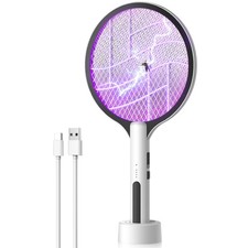 Electric Fly Swatter 4500V Bug Zapper Racket, 2 in 1 Handheld Fly Zapper Pu...