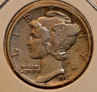 1916-S Mercury Dime Nicely Circulated Original skin XF