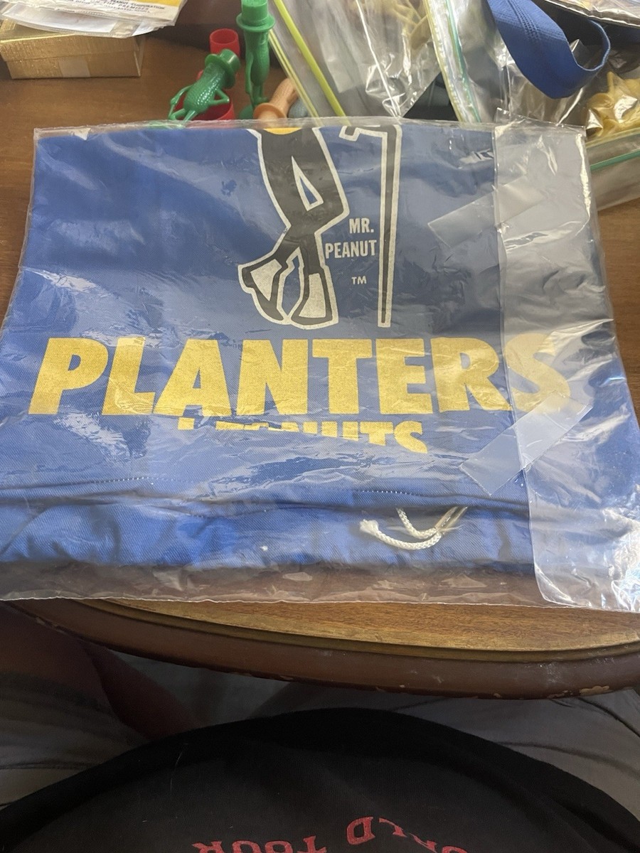 Vintage Mr. Peanut Planters Drawstring Bag Double Sided 18x12 Inch