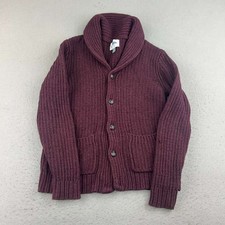 Old Navy Sweater Womens Medium Burgundy Woolen Collared Button Up Thick Cardigan