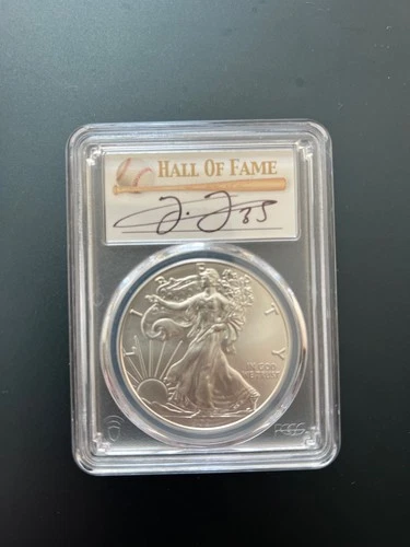 2021 American Silver Eagle MS70 FDOI HOF Frank Thomas Signed Pop 25