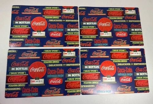 Coca-Cola Plastic Placemats Vintage Coke Signs Ad Labels 11”x17”  Set 4