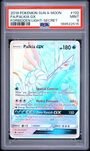 2018 POKEMON SUN & MOON FORBIDDEN LIGHT SECRET #132 FULL ART/PALKIA GX PSA 9