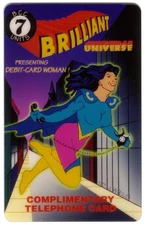 7u Presenting Debit-Card Woman. 1993 AmeriVox Show Card USED Phone Card