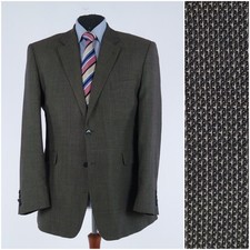 Mens Argyle Blazer 44L UK Size GILBERTO Grey Wool Sport Coat Vintage Jacket
