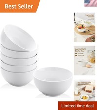 Small Bowls Set, White Ceramic Bowls of 6, 10 oz Porcelain Bowl for Kitchen D...