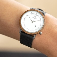 KERBHOLZ CARLA 36mm Zegarek Orzech/Srebrny Czarny Wegański pasek